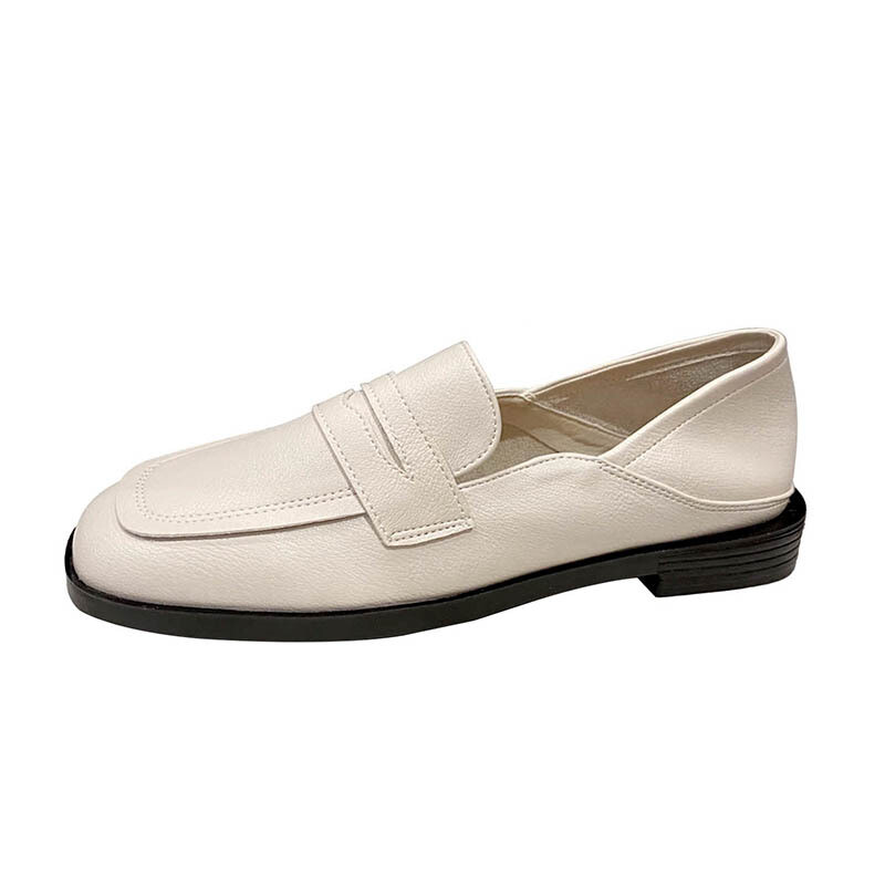 Pantofi femeie 2024 vârf rotund pantofi ocazional pentru femei Mocasini cu gură superficială cu oxford cu blană pantofi cu slip-on, toate se potrivesc, piele nouă Dre