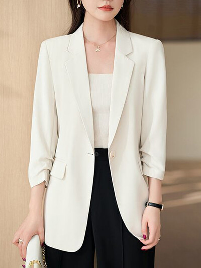 ZANZEA Toamnă Femei Blazer Moda Elegantă Gât cu rever mânecă 3/4 Îmbrăcăminte de birou Costume Ocazional de lucru Mantoane subțiri Jachete solide pentru navetă