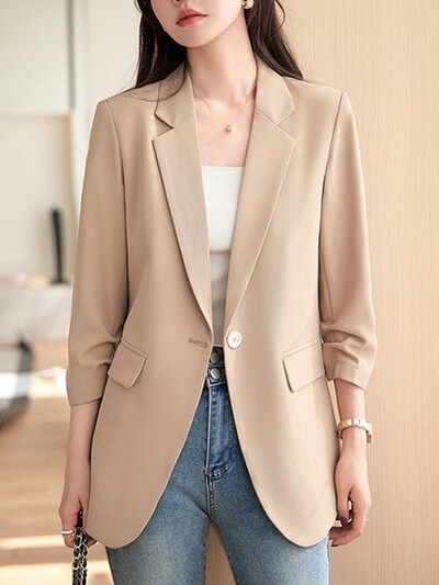 ZANZEA Toamnă Femei Blazer Moda Elegantă Gât cu rever mânecă 3/4 Îmbrăcăminte de birou Costume Ocazional de lucru Mantoane subțiri Jachete solide pentru navetă