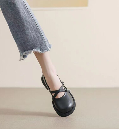 Încălțăminte de vară pentru femei Pantofi negri Kawaii pentru femei 2024 Toc mic Elegant Mary Jane Gotic vârf rotund Mocasini drăguți Moda Y2k A