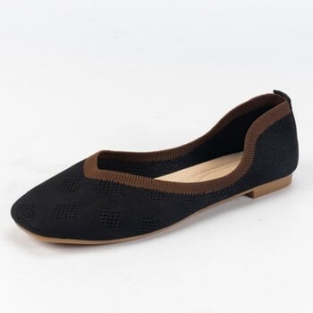 Casual Breathable Ballet Flats Γυναικεία τετράγωνα ίσια παπούτσια μονόχρωμα πλεκτά γυναικεία ίσια παπούτσια Loafers Γυναικεία Q20