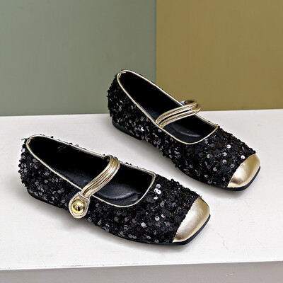 2024 Mugavad libisevad naistejalatsid, kandilise varbaga baleriin naiste lamedad litrid, pehme tallaga ühekordsed kingad Naiste käsitsi valmistatud naiste kingad