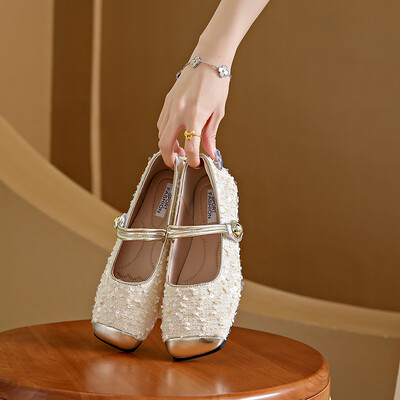 2024 Mugavad libisevad naistejalatsid, kandilise varbaga baleriin naiste lamedad litrid, pehme tallaga ühekordsed kingad Naiste käsitsi valmistatud naiste kingad