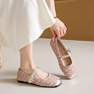 2024 Mugavad libisevad naistejalatsid, kandilise varbaga baleriin naiste lamedad litrid, pehme tallaga ühekordsed kingad Naiste käsitsi valmistatud naiste kingad