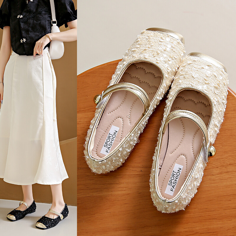 2024 Mugavad libisevad naistejalatsid, kandilise varbaga baleriin naiste lamedad litrid, pehme tallaga ühekordsed kingad Naiste käsitsi valmistatud naiste kingad