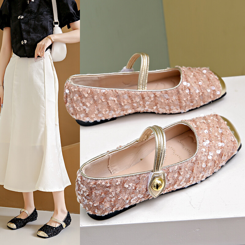 2024 Mugavad libisevad naistejalatsid, kandilise varbaga baleriin naiste lamedad litrid, pehme tallaga ühekordsed kingad Naiste käsitsi valmistatud naiste kingad