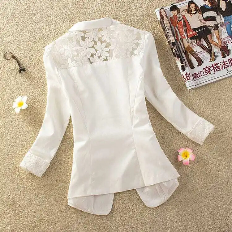 Дамско палто 2024 г. Лято, тънко дантелено сако с малък костюм, ново късо, прилепнало, ежедневни сако с четвъртит ръкав