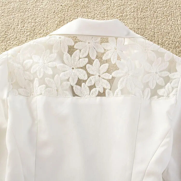 Дамско палто 2024 г. Лято, тънко дантелено сако с малък костюм, ново късо, прилепнало, ежедневни сако с четвъртит ръкав