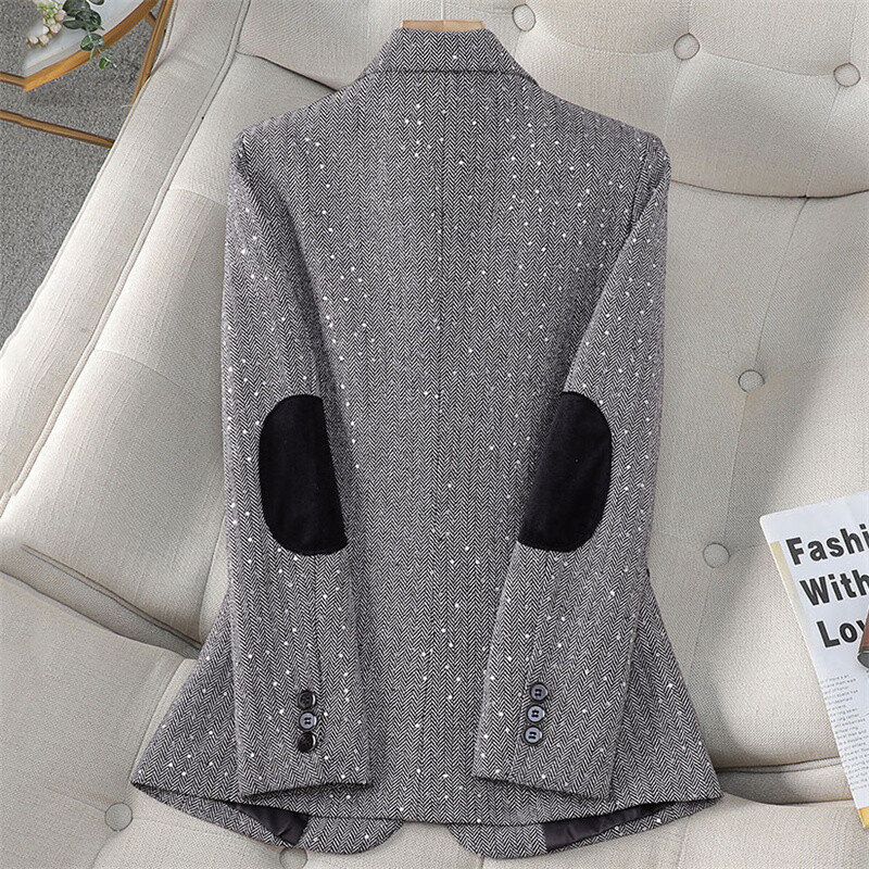 Блейзъри с пайети в корейски стил Дамски елегантни свободни ежедневни блейзъри с дълги ръкави Модни пролетни есенни офис дамски дрехи