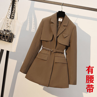 Jachetă de damă 2023 nou toamnă/iarnă cu mânecă lungă talie culoare solidă temperament ocazional pentru navetiști la modă