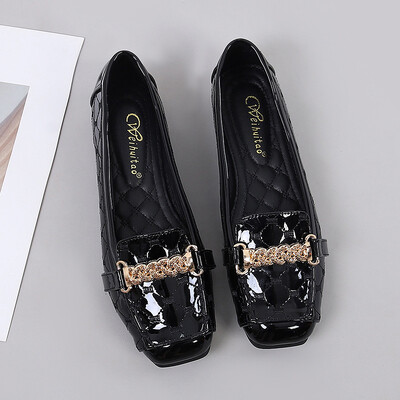 Naine, lõdvestuge, kandiline varvas, kivist pehme põhjaga armsad jalanõud metallist vabaaja roosad mustad lamedad jalatsid, naiste kaunistused, pehme nahaga püksid