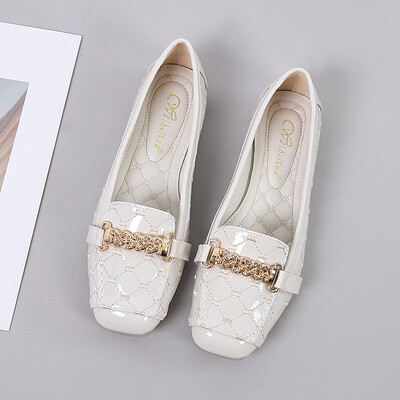 Naine, lõdvestuge, kandiline varvas, kivist pehme põhjaga armsad jalanõud metallist vabaaja roosad mustad lamedad jalatsid, naiste kaunistused, pehme nahaga püksid