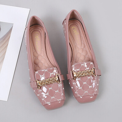 Naine, lõdvestuge, kandiline varvas, kivist pehme põhjaga armsad jalanõud metallist vabaaja roosad mustad lamedad jalatsid, naiste kaunistused, pehme nahaga püksid