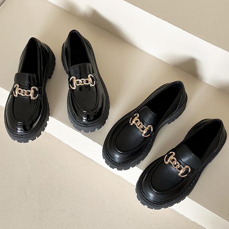 mokasine Ženske cipele Ženska moda Mary Janes Ravne cipele s okruglim prstima Mokasine Oksfordice s platformom Ležerne metalne lančane kopče Ženske potpetice