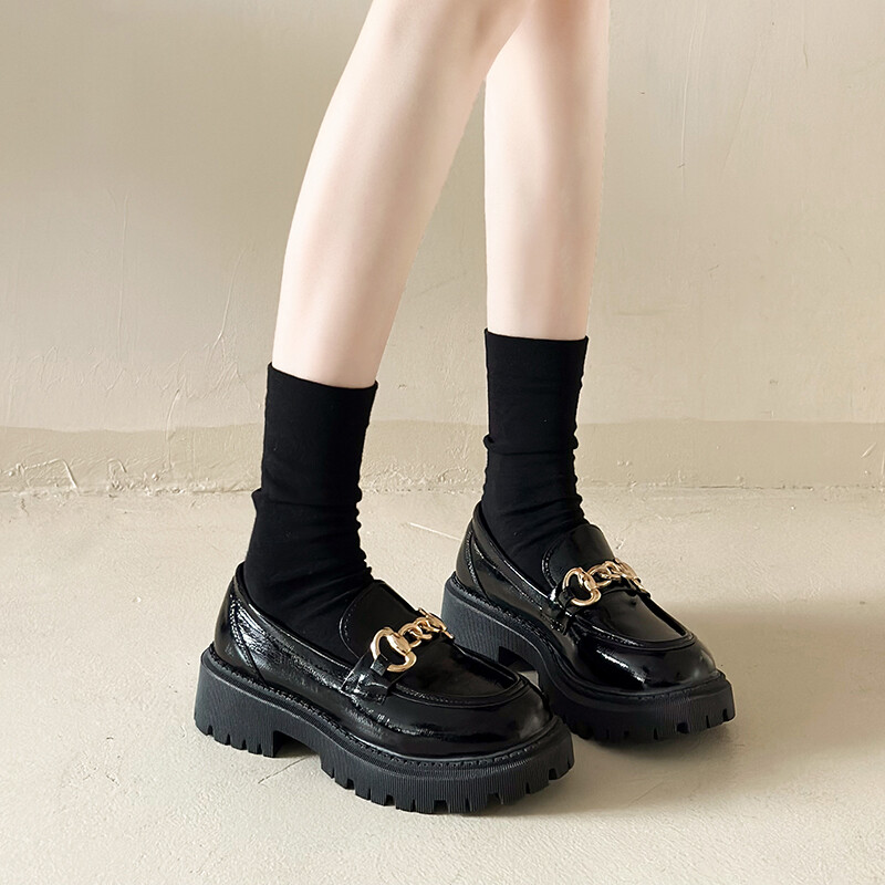 mokasine Ženske cipele Ženska moda Mary Janes Ravne cipele s okruglim prstima Mokasine Oksfordice s platformom Ležerne metalne lančane kopče Ženske potpetice