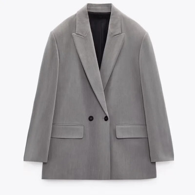 Visokokvalitetna jesen i zima 2024. Novo žensko slobodno odijelo s dvostrukim kopčanjem, veliko odijelo za putovanje na posao