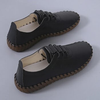 Νεότερα γυναικεία φλατ Casual Sew Oxford Παπούτσια Γυναικεία κορδόνια Δερμάτινα Μονά παπούτσια Άνετα Μοκασίνια Loafer Παπούτσια Plus Size