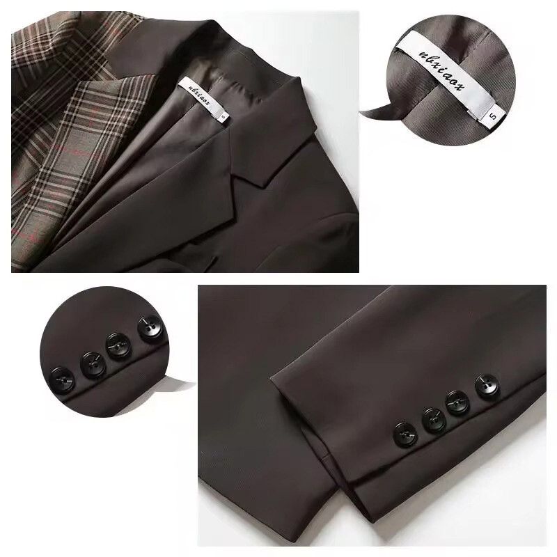 Ruudulised bleiserid Naiste mantlid Elegantsed naiste sügistalv naine 2024 Korea populaarsed rõivad Uued jakid, mida kanda tööl väliselt