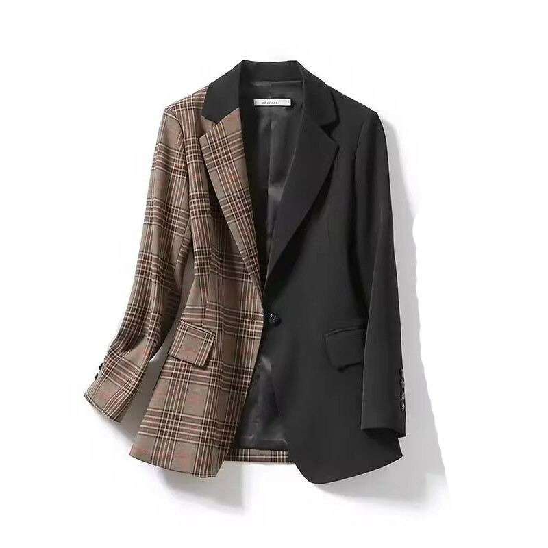 Ruudulised bleiserid Naiste mantlid Elegantsed naiste sügistalv naine 2024 Korea populaarsed rõivad Uued jakid, mida kanda tööl väliselt