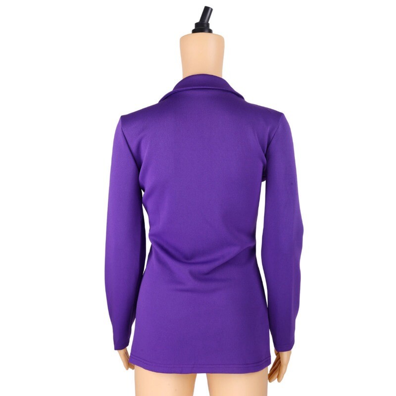 2024 нов пролетен дамски блейзър яке снаждане Тънък есенен костюм топ лилав цип тънък Секси връхни дрехи елегантно палто с дълги ръкави
