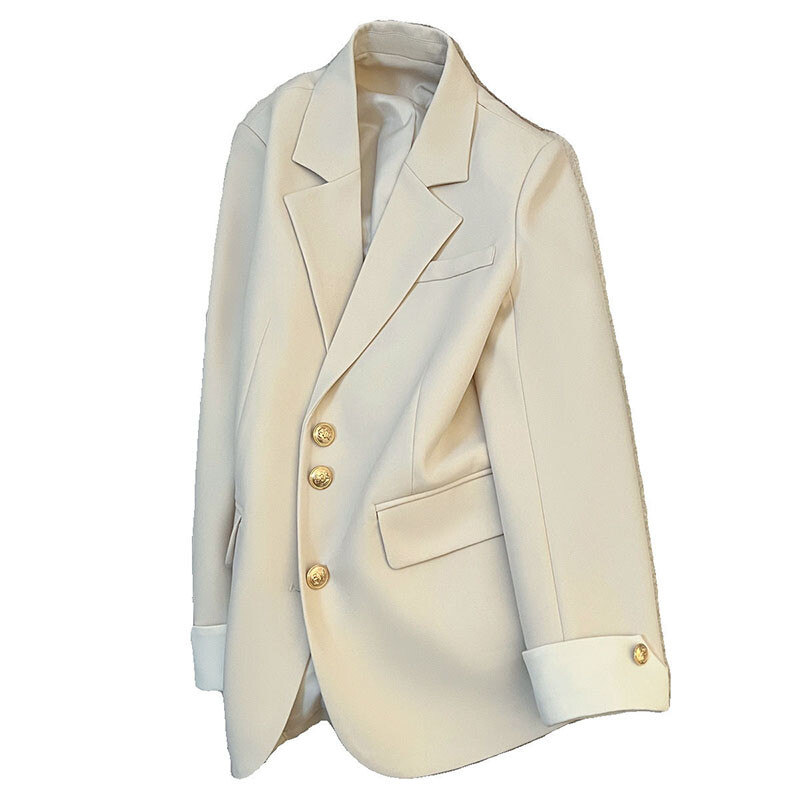 2024 Femei Design Sense Nișă Moda Nouă Blazer Alb Lapte Largi Jachetă Primăvară Femei Coreeană Navetă Costum Splicing Topuri Manta