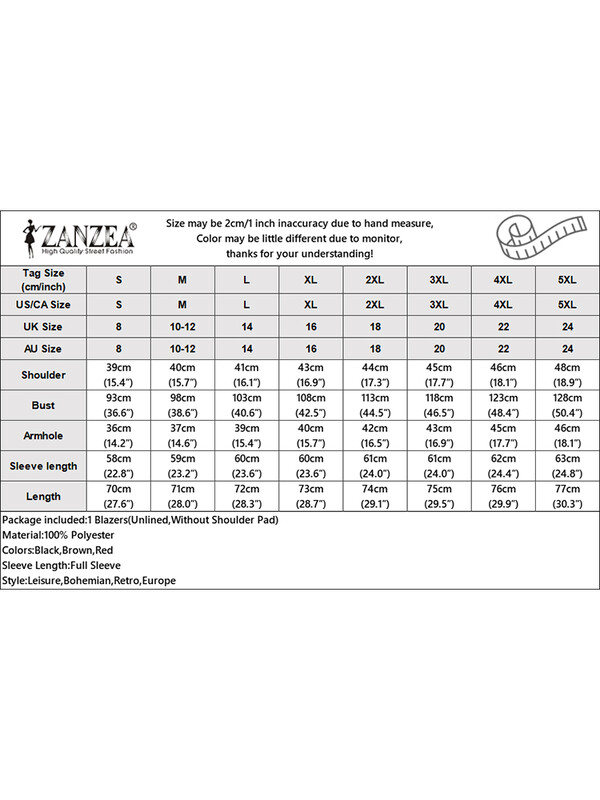 ZANZEA Autumn Vintage OL Coats Woman Korean Fashion Blazer Long Sleeve Sleeve Deck Outwear Елегантни работни едноцветни якета 2024