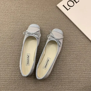 Κομψή γυναικεία κλασική τετράγωνη παπιγιόν μπαλαρίνα φλατ Γυναικεία μαλακά loafers Άνετα παπούτσια μπαλέτου με ρηχό στόμα με χαμηλά τακούνια