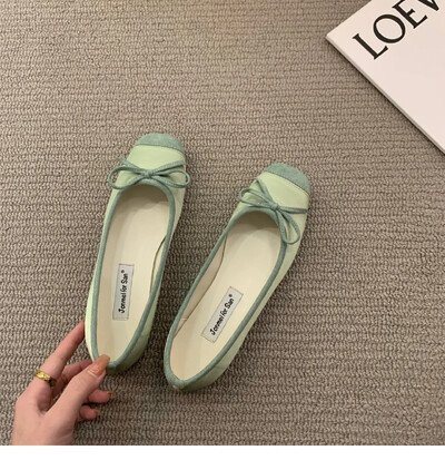 Κομψή γυναικεία κλασική τετράγωνη παπιγιόν μπαλαρίνα φλατ Γυναικεία μαλακά loafers Άνετα παπούτσια μπαλέτου με ρηχό στόμα με χαμηλά τακούνια