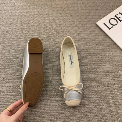 Κομψή γυναικεία κλασική τετράγωνη παπιγιόν μπαλαρίνα φλατ Γυναικεία μαλακά loafers Άνετα παπούτσια μπαλέτου με ρηχό στόμα με χαμηλά τακούνια