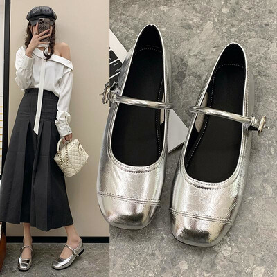 Noi de primăvară femei pantofi mocasini la modă elegant cu cataramă unică pantofi pantofi dame confort vârf pătrat Mary Jane pantofi