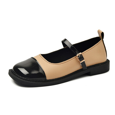 Naiste lamedad kingad Ehtsast nahast ballett 2024, uus kevad/suvi beež aprikoosist pandla plaaster Naiste ümarad varbakingad