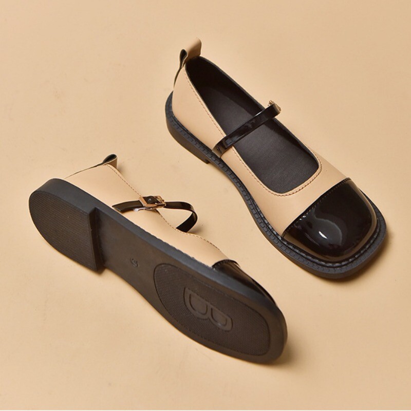 Naiste lamedad kingad Ehtsast nahast ballett 2024, uus kevad/suvi beež aprikoosist pandla plaaster Naiste ümarad varbakingad