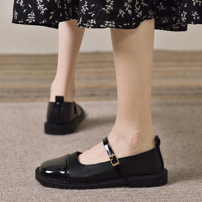 Naiste lamedad kingad Ehtsast nahast ballett 2024, uus kevad/suvi beež aprikoosist pandla plaaster Naiste ümarad varbakingad