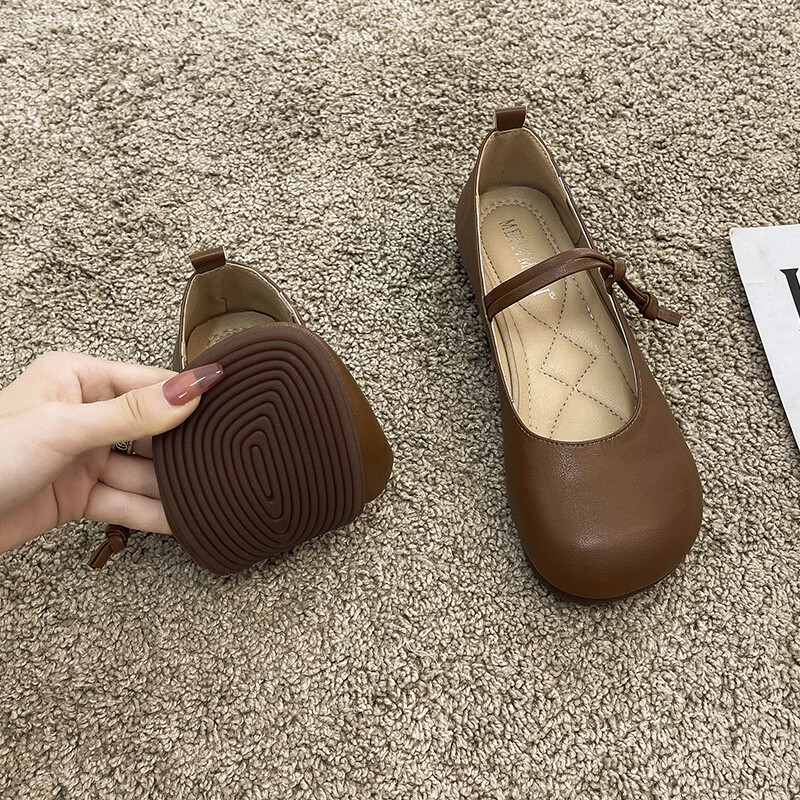 Francuski stil Ženske vintage ravne ravne cipele s četvrtastim prstima Mary Janes Ležerne cipele Leopard udobne natikače Cipele 2024 balerinke