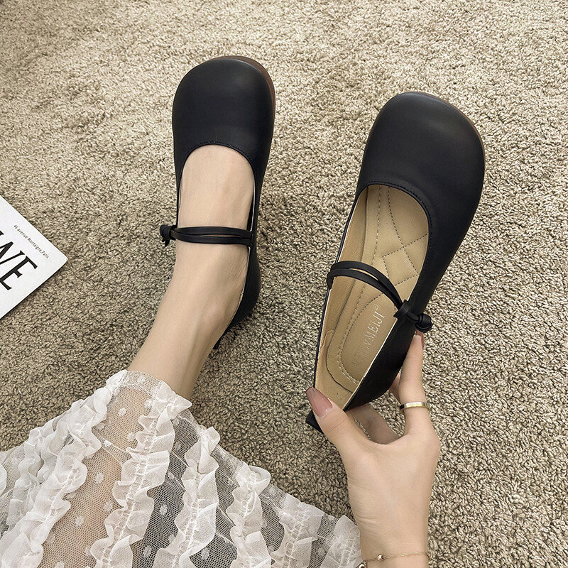 Francuski stil Ženske vintage ravne ravne cipele s četvrtastim prstima Mary Janes Ležerne cipele Leopard udobne natikače Cipele 2024 balerinke