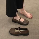 Naiste Derby jalatsid Sügis Modis Karusnahaga Naistejalatsid Vabaaja tossud, kandiline varvas, madal suu, nahk, sügis 2024 libisemine-