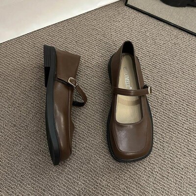 Naiste Derby jalatsid Sügis Modis Karusnahaga Naistejalatsid Vabaaja tossud, kandiline varvas, madal suu, nahk, sügis 2024 libisemine-