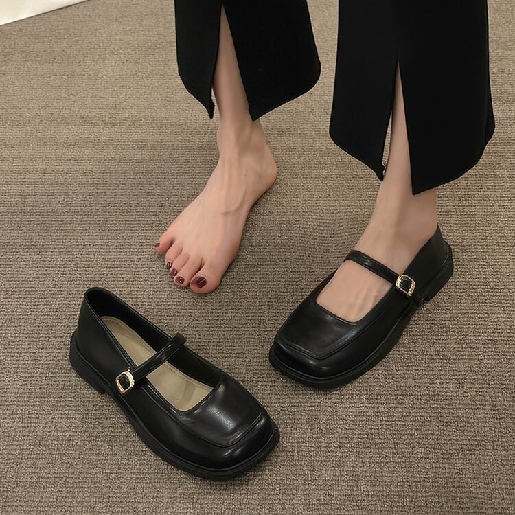 Naiste Derby jalatsid Sügis Modis Karusnahaga Naistejalatsid Vabaaja tossud, kandiline varvas, madal suu, nahk, sügis 2024 libisemine-