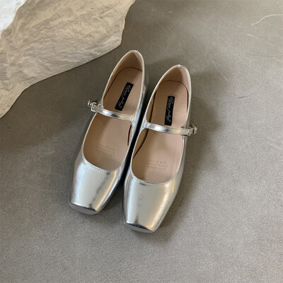 2024 de primăvară noi pantofi Mary Jane pentru femei la modă cu vârful pătrat, fără adâncime, pantofi plat pentru dama, cu talpă moale, rochie de exterior balerină