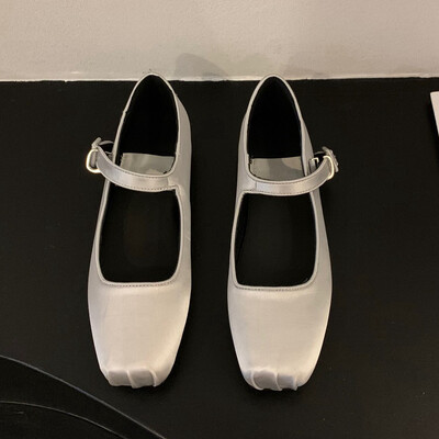 SUOJIALUN 2023. Proljeće Nove ženske ravne cipele Modne svilene cipele s četvrtastim prstima Plitke ženske baletne cipele Mekane ležerne ravne cipele Mary Jane