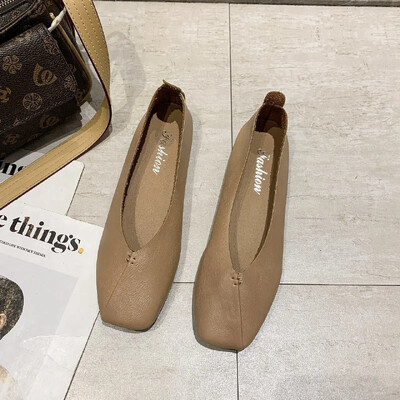 2024, primăvară, vară, versiune coreeană, pantofi plat cu vârf pătrat, pantofi ocazional de modă pentru femei, pantofi de lux cu gură mică