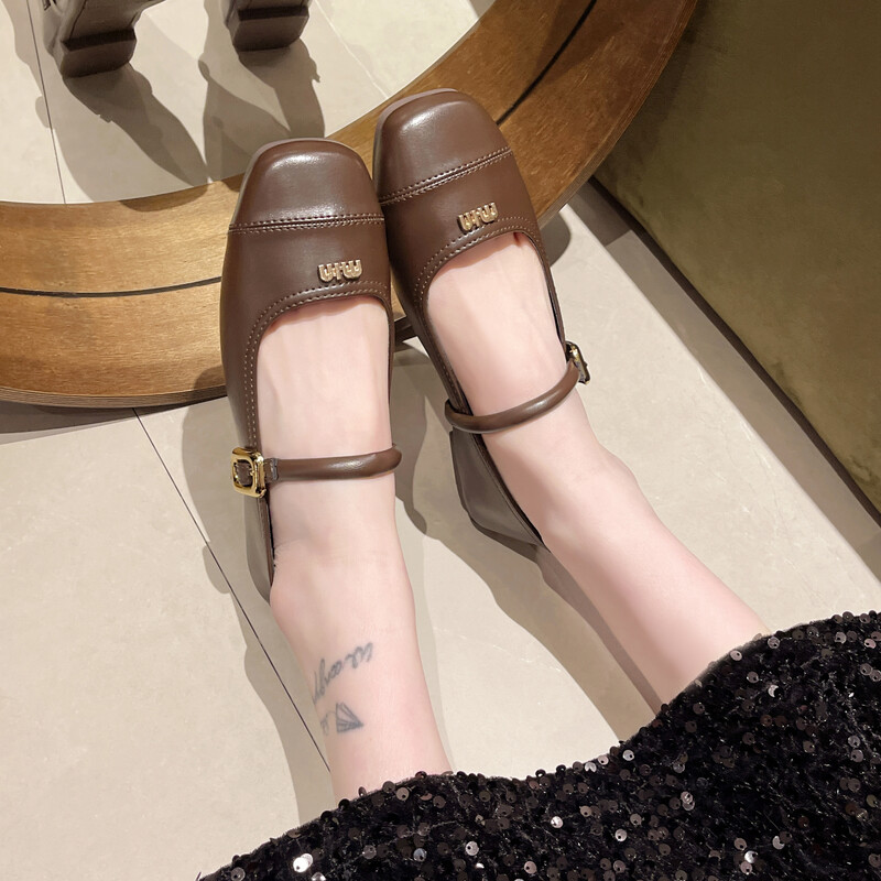 Tocuri groase, cu tocuri joase, pantofi pentru femei, cu cruce, argintiu, Mary Jane, cu vârful pătrat, pantofi cu un singur pantof pentru femei, 2024, primăvară, uni, mocasini casual cu cataramă