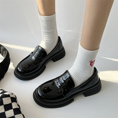 mary jane lolita Oxfordi jalanõud naiste kingad Naise kandilised platvormkingad ümmargused jalanõud täisnahast vabaajajalatsid