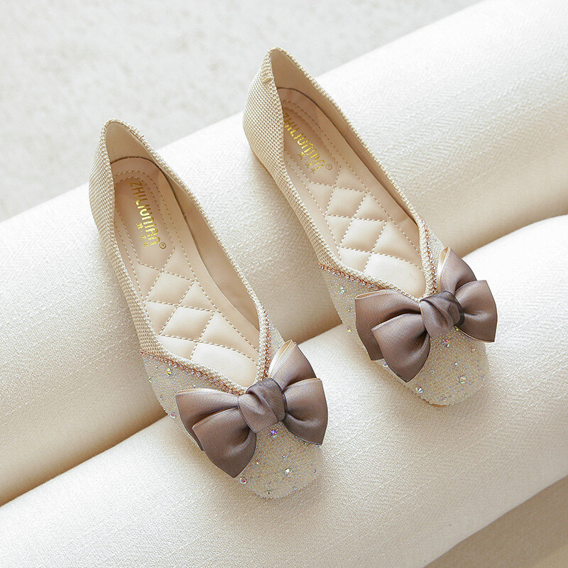 värvilised väikesed helmed mokassiinid naiste siidist pitsist vibu lamedad kingad kandiline varvas pehme alumine slaid jalatsitel naiste balletikorterid suurus 43