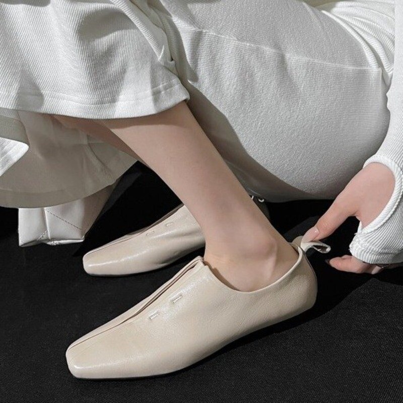 Pantofi plati de designer pentru femei, din piele naturală, piele de oaie, confort, pantofi simpli, pantofi simpli de primăvară, toamnă, pantofi moi, vârful pătrat