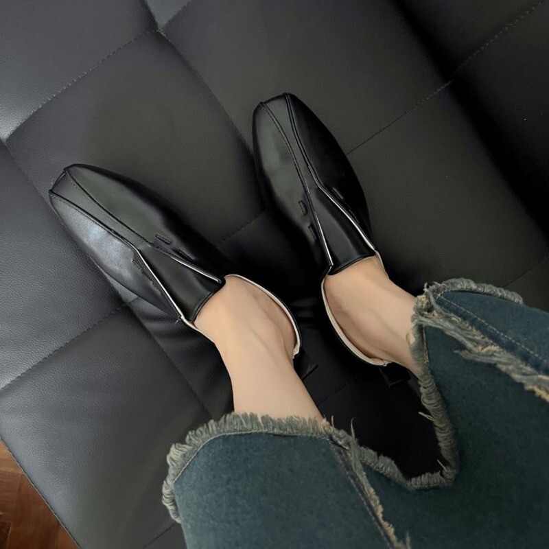 Pantofi plati de designer pentru femei, din piele naturală, piele de oaie, confort, pantofi simpli, pantofi simpli de primăvară, toamnă, pantofi moi, vârful pătrat