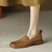 Casual Woman Loafers παπουτσιών με γούνα τετράγωνα δάχτυλα βρετανικού στυλ Oxfords All-Match Shallow Mouth Γυναικεία Moccasin Flats Slip-on New Co