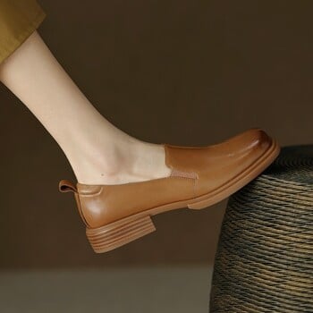 Casual Woman Loafers παπουτσιών με γούνα τετράγωνα δάχτυλα βρετανικού στυλ Oxfords All-Match Shallow Mouth Γυναικεία Moccasin Flats Slip-on New Co