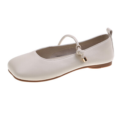 Balerini din piele moale pentru femei, cu centură de frânghie, balerini, pantofi cu vârfuri pătrate, mocasini pentru femei, roșii retro Mary Janes 2022 nou