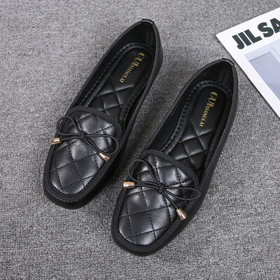 2024 г. Нова дизайнерска пролетна мода Дамски обувки с квадратни пръсти Лолита Меки плоски обувки Черни Kawaii Боси обувки Дамски мокасини